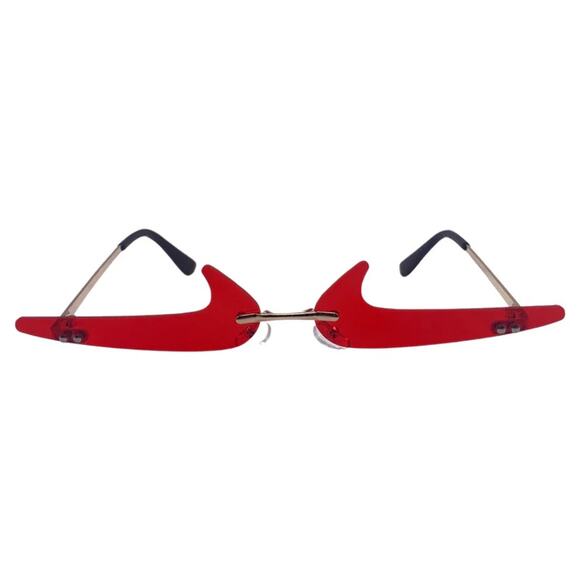 6170 | Red Backward Checkmark Novelty Rimless Sunglasses - Picture 1 of 5